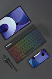 Torima TMK-09 Siyah Şarj Edilebilir RGB Işıklı Kablosuz Klavye Mouse Seti