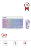 Torima TMK-09 Mor Şarj Edilebilir RGB Işıklı Kablosuz Klavye Mouse Seti