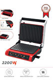 Torima TG-PRO1000 Siyah-Kırmızı 2200W Dijital Ekranlı Tost Izgara Makinesi Çıkarılabilir Plaka