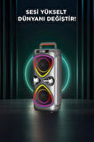 TORIMA D78 Gri Kablosuz Bluetooth Hoparlör Mikrofonlu LED Işıklı 8W+8W Parti Speaker