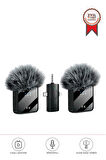 Torima F11-2 Type-C + Lightning + Aux 2li 3in1 Kablosuz Yaka Mikrofonu