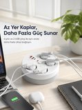 Akım Korumalı Makaralı Priz 3 Port USB Çoğaltıcı Grup Priz 3M RPS01 Beyaz