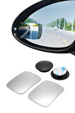 Dikdörtgen Gerçek Cam Kör Nokta Aynası Park Aynası 360 Derece 3M Foam Yapıştırıcılı Hareketli 2 Adet