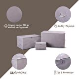 CUTY HOME OK HOME EV TEKSTİL BASKILI GRİ HURÇ 3'LÜ SET