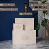 CUTY HOME OK HOME EV TEKSTİL BASKILI BEJ HURÇ 3'LÜ SET