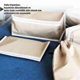Premium 7'li Karamel Valiz Düzenleyici Bavul içi Organizer Set Seyahat Hurcu