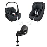 Maxi-Cosi SlideTech Ailesi. Pebble ve Pearl 360 Dönebilen Kızaklı İsofix Bazalı 0-13 Kg Ana Kucağı ve 0-18 Kg Oto Koltuğu Graphite