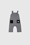 Totzee Ekose Unisex 9 - 12 Ay Tek Salopet Beyaz - Siyah