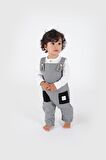 Totzee Ekose Unisex 9 - 12 Ay Tek Salopet Beyaz - Siyah
