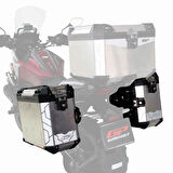 GP Kompozit Universal 40 lt x 2 Alüminyum Motosiklet Yan Çanta Seti Gri