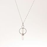 Kristal Kuvars Doğal Taş Markapon Yıldızlı Kolye, Gümüş Zincir