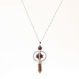 Ametist Doğal Taş Markapon Yıldızlı Kolye, Gümüş Zincir