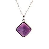 Ametist Doğal Taş Kolye, Gümüş Zincir