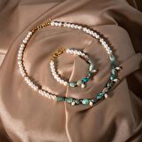 İnci-Krizokol Doğal Taş Takı Seti
