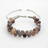 Botswana Akiği 8mm Çift Sıra Makrome Doğal Taş Bileklik