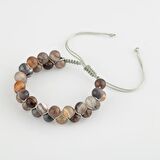 Botswana Akiği 8mm Çift Sıra Makrome Doğal Taş Bileklik
