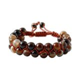 Kahve Göz Akik 8mm Çift Sıra Makrome Doğal Taş Bileklik