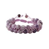 Lepidolit 8mm Çift Sıra Makrome Doğal Taş Bileklik