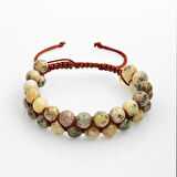 Opal Sarı 8mm Çift Sıra Makrome Doğal Taş Bileklik