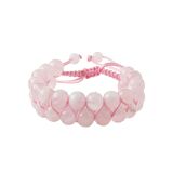 Pembe Kuvars (Gül Kuvars) 8mm Çift Sıra Makrome Doğal Taş Bileklik