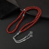 Kırmızı Akik Doğal Taş Tesbih 99luk - 6mm