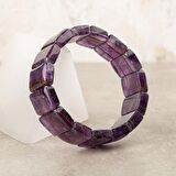 Ametist Doğal Taş Kare Kesim Geniş Kesim Bileklik