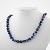 Lapis Lazuli 8 mm Düğümlü Doğal Taş Kolye