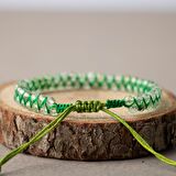 Prehnit 3-4mm Çift Sıra Doğal Taş Bileklik