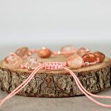 Güneş Taşı Natürel Kesim Doğal Taş Makrome Bileklik