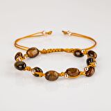 Kaplan Gözü Natürel Kesim Doğal Taş Makrome Bileklik