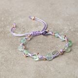 Yeşil Florit Natürel Kesim Doğal Taş Makrome Bileklik