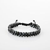 Karlı Obsidyen 4mm Çift Sıra Doğal Taş Bileklik