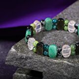 Boğa Burcu Bileklik Golden Obsidyen, Mavi Apatit, Pembe Kuvars, Rutilli Kuvars, Siyah Turmalin, Yeşil Aventurin, Yeşim