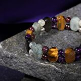 Akrep Burcu Bileklik Ametist, Bordo Granat Lal, Golden Obsidyen, Kaplan Gözü, Labradorit, Sitrin