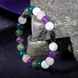 Balık Burcu Bileklik Ametist, Ay Taşı, Mavi Apatit, Pembe Kuvars, Yeşim