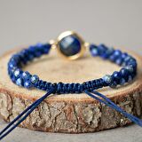 Lapis Lazuli Doğal Taş Makrome Bileklik