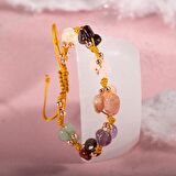Koç Burcu Bileklik Ametist, Bordo Granat Lal, Güneş Taşı, Jasper, Pembe Kuvars, Sitrin, Yeşil Aventurin