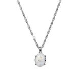 Ay Taşı Doğal Taş Gümüş Oval Kolye