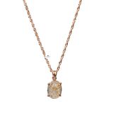 Altın Rutilli Kuvars Doğal Taş Rose Gümüş Oval Kolye