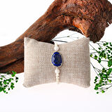 Lapis Lazuli-Ay Taşı Doğal Taş Makrome Örgü Bileklik