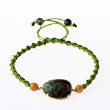 Afrika Turkuaz- Turuncu Aventurin Doğal Taş Makrome Örgü Bileklik