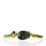 Afrika Turkuaz- Turuncu Aventurin Doğal Taş Makrome Örgü Bileklik