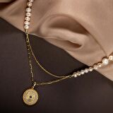 İnci Doğal Taş Gümüş Kolye