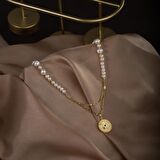 İnci Doğal Taş Gümüş Kolye