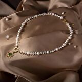 İnci-Zebercet Doğal Taş Gümüş Kolye