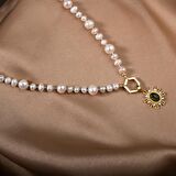 İnci-Zebercet Doğal Taş Gümüş Kolye