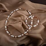 İnci-Hematit Doğal Taş Gümüş Takı Seti