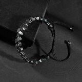 Hematit Doğal Taş Erkek Makrome Bileklik