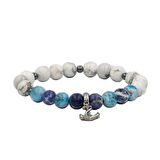 Sodalit-Buz Mavi Apatit-Havlit-Hematit Doğal Taş Erkek Makrome Bileklik