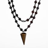 Kaplan Gözü-Obsidyen-Dragon Jasper-Hematit Doğal Taş Kolye